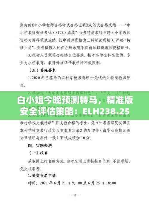 白小姐今晚预测特马，精准版安全评估策略：ELH238.25