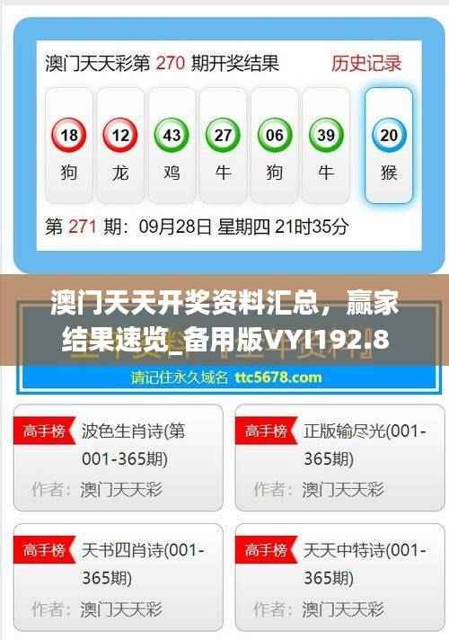 澳门天天开奖资料汇总，赢家结果速览_备用版VYI192.8