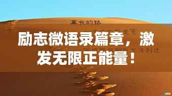 励志微语录篇章，激发无限正能量！